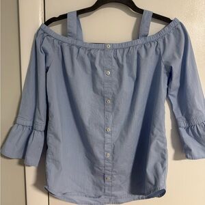 Kids Off the Shoulder Blue Shirt
